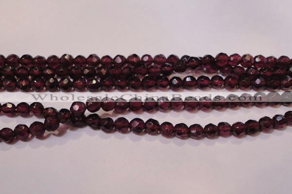 CGA361 14 inches 4mm faceted round natural red garnet beads wholesale