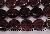 CGA383 15 inches 7mm coin natural red garnet beads wholesale