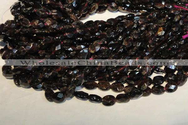 CGA480 15.5 inches 7*9mm faceted oval natural red garnet beads