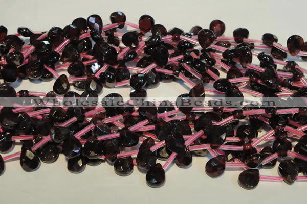 CGA486 Top-drilled 7*9mm faceted briolette natural red garnet beads