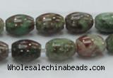 CGA53 15.5 inches 10*14mm drum red green garnet gemstone beads