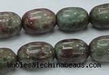 CGA54 15.5 inches 12*16mm egg-shaped red green garnet gemstone beads