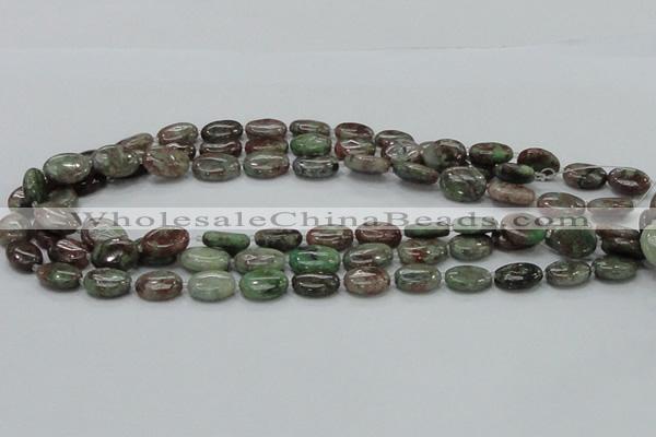 CGA65 15.5 inches 10*14mm oval red green garnet gemstone beads