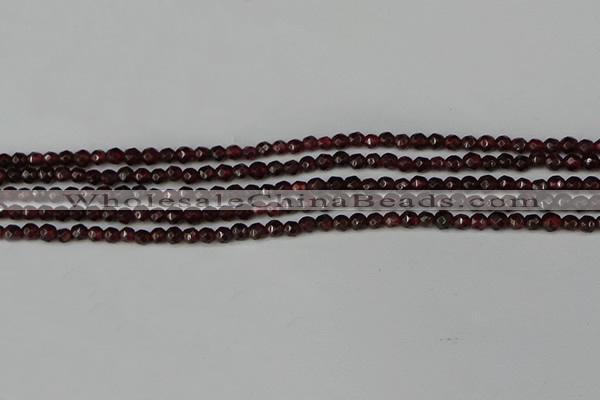 CGA660 15.5 inches 3mm faceted round red garnet beads wholesale