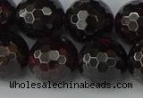 CGA666 15.5 inches 14mm faceted round red garnet beads wholesale