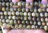 CGA706 15.5 inches 8mm faceted round green garnet beads