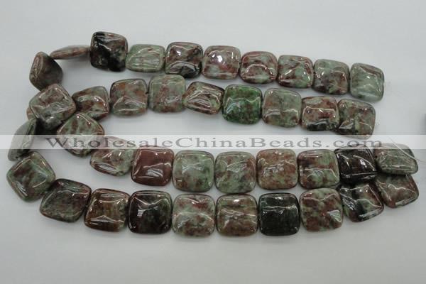 CGA81 15.5 inches 20*20mm square red green garnet gemstone beads