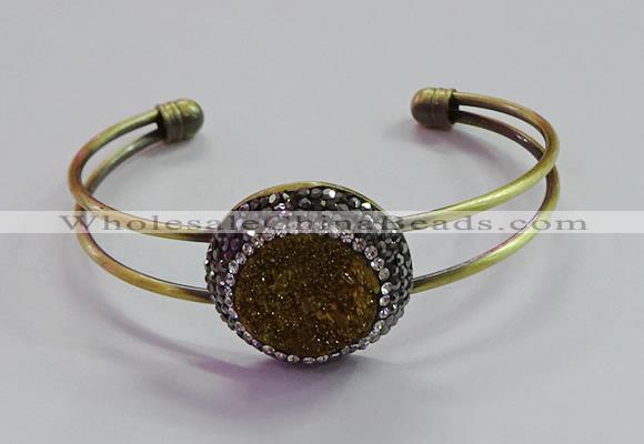 CGB1512 25mm coin plated druzy agate bangles wholesale