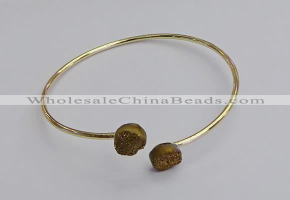 CGB2041 10mm coin plated druzy agate gemstone bangles wholesale