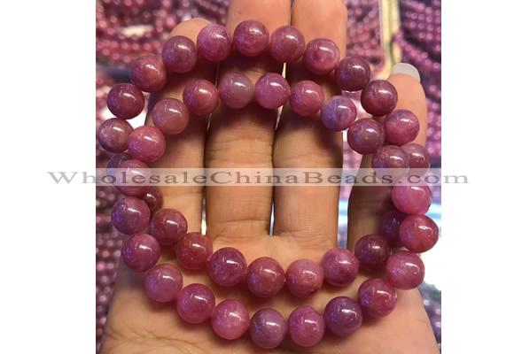 CGB2503 7.5 inches 9mm round ruby gemstone beaded bracelets