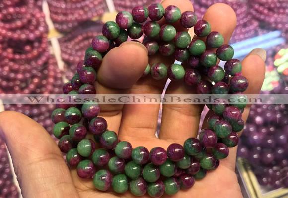 CGB2520 7.5 inches 9mm round ruby zoisite beaded bracelets