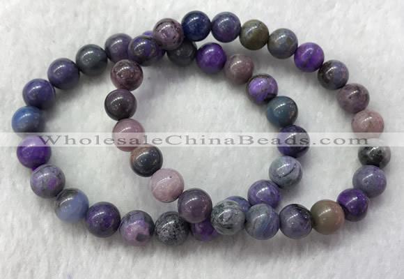 CGB2605 7.5 inches 8mm round natural sugilite beaded bracelets