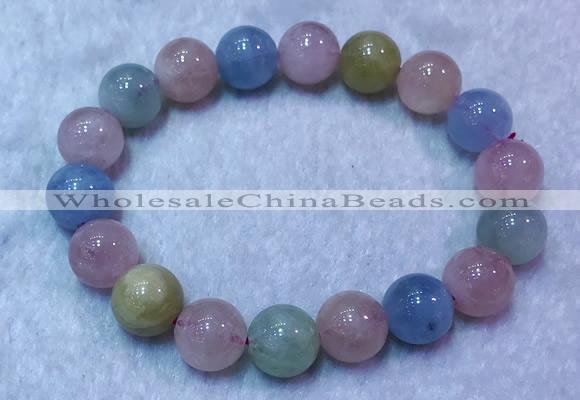 CGB2631 7.5 inches 11mm round natural morganite beaded bracelets