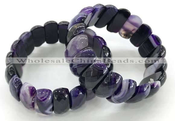 CGB3141 7.5 inches 11*23mm faceted oval agate bracelets