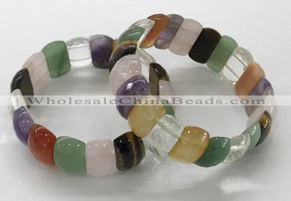 CGB3295 7.5 inches 10*20mm faceted oval mixed gemstone bracelets