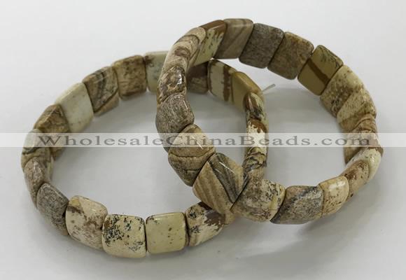 CGB3337 7.5 inches 10*15mm rectangle picture jasper bracelets