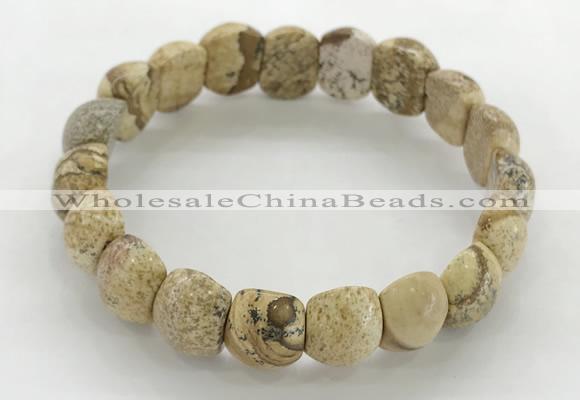 CGB3382 7.5 inches 10*15mm oval picture jasper bracelets