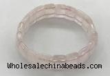 CGB3421 7.5 inches 12*15mm faceted rectangle rose quartz bracelets