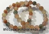 CGB4072 7.5 inches 9mm round mixed rutilated quartz beaded bracelets