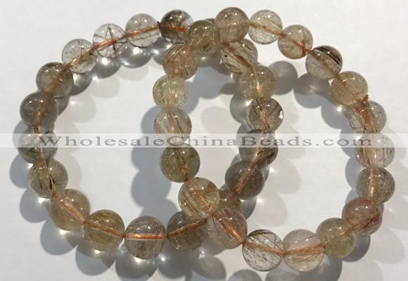 CGB4079 7.5 inches 10mm round golden rutilated quartz beaded bracelets