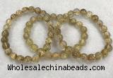 CGB4115 7.5 inches 8mm - 9mm round golden rutilated quartz beaded bracelets