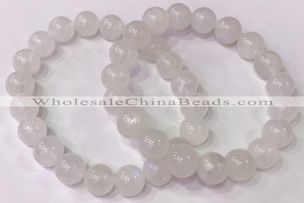 CGB4502 7.5 inches 10mm - 11mm round white moonstone beaded bracelets