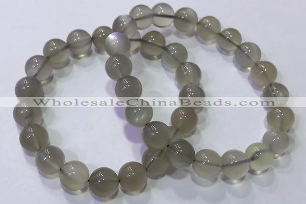 CGB4522 7.5 inches 10mm round grey moonstone beaded bracelets