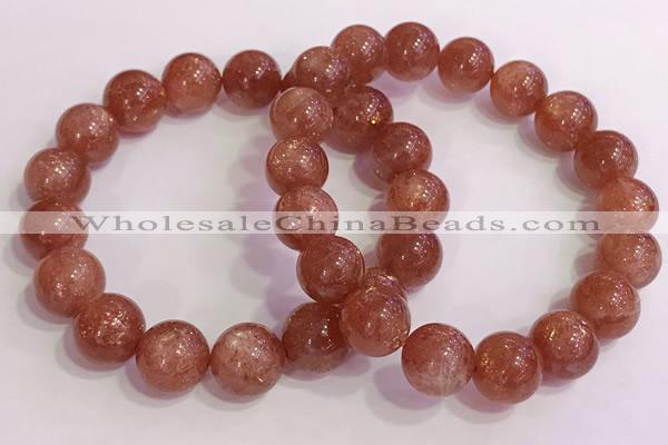 CGB4545 7.5 inches 12mm round golden sunstone beaded bracelets