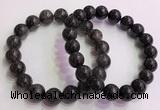 CGB4578 7.5 inches 12mm round black sunstone beaded bracelets