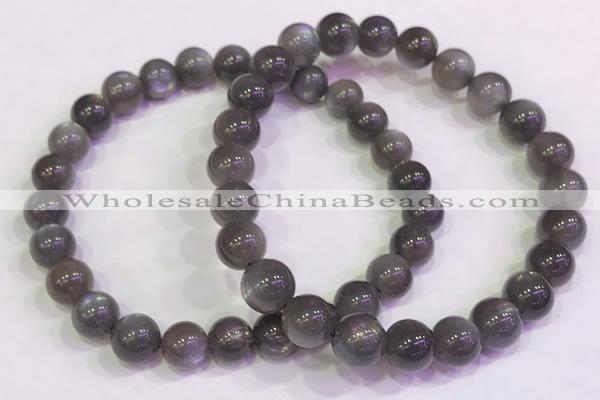 CGB4581 7.5 inches 7mm - 8mm round black sunstone beaded bracelets