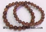 CGB4625 7mm - 8mm round red rutilated quartz beaded bracelets