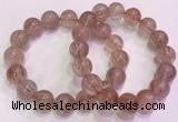 CGB4635 13mm - 14mm round red rutilated quartz beaded bracelets