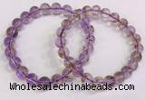 CGB4661 8mm - 9mm round purple phantom quartz beaded bracelets