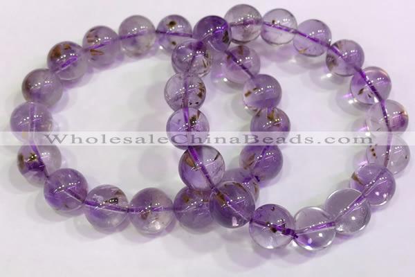 CGB4663 12mm - 13mm round purple phantom quartz beaded bracelets