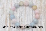 CGB5314 10mm, 12mm round morganite beads stretchy bracelets