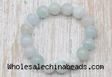 CGB5333 10mm, 12mm round sea blue banded agate beads stretchy bracelets