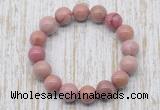 CGB5371 10mm, 12mm round pink wooden jasper beads stretchy bracelets