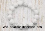 CGB5500 10mm, 12mm round matte white howlite beads stretchy bracelets