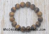 CGB5508 10mm, 12mm round matte yellow tiger eye beads stretchy bracelets