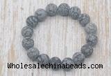 CGB5519 10mm, 12mm round matte snowflake obsidian beads stretchy bracelets