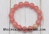 CGB5652 10mm, 12mm cherry quartz beads with zircon ball charm bracelets