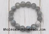 CGB5663 10mm, 12mm labradorite beads with zircon ball charm bracelets