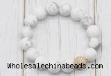 CGB5800 10mm, 12mm matte white howlite beads with zircon ball charm bracelets