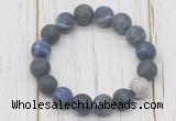 CGB5821 10mm, 12mm matte sodalite beads with zircon ball charm bracelets