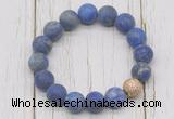 CGB5822 10mm, 12mm matte lapis lazuli beads with zircon ball charm bracelets