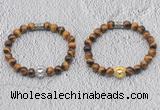 CGB6006 8mm round yellow tiger eye bracelet with lion head for men