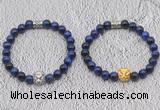 CGB6034 8mm round blue tiger eye bracelet with lion head for men