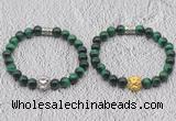 CGB6037 8mm round green tiger eye bracelet with lion head for men