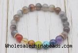 CGB6204 8mm Botswana agate 7 chakra beaded mala stretchy bracelets