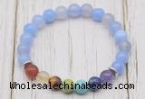 CGB6206 8mm blue banded agate 7 chakra beaded mala stretchy bracelets